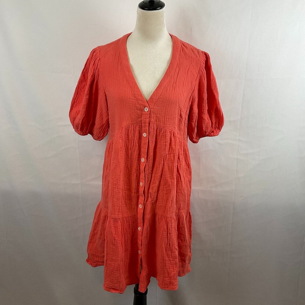 Women's Coral Button-Down Dress